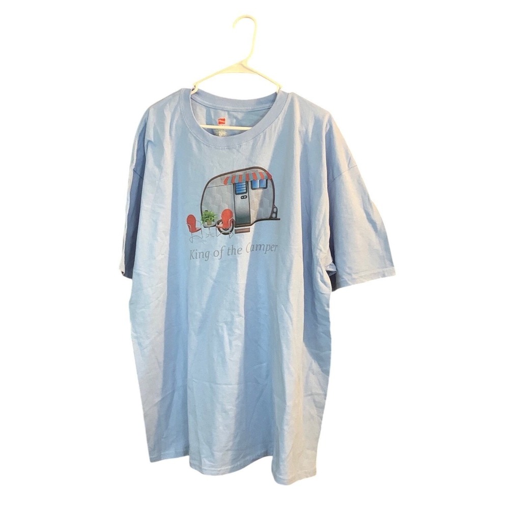 King of the Camper Graphic T-Shirt Hanes Tagless 2XL Camping Tee